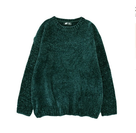 Autumn and winter new chenille velvet sweater female Korean version of lazy loose thin outside wearing hooded sweater women