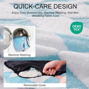 MEWOOFUN Donut Cat Bed For Indoor Cats - Round Washable Plush Pet Bed With Jacquard Shaggy Fabric & Non-Slip Bottom, Calming Small Dog Bed For Puppy & Kitten, 23 Inch Blue Check