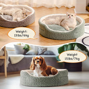 Mewoo Washable Pet Bed For Cats & Small Dogs - 23x23x7 Inch Round Orthopedic Bed With Non-Slip Bottom, Plush Indoor Cat Bed For Kittens & Puppies, Sage Green