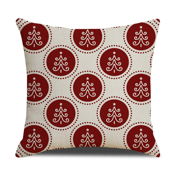 Christmas Linen Stripe Print Pillowcase Household Products