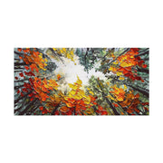 Modern Brich Treescape Landscape Canvas Artwork Handpainted Orange Forest Thick Oil Painting Natural Home Wall Decor