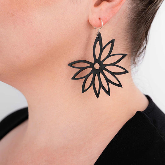 Lotus Statement Recycle Rubber Earrings