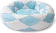 MEWOOFUN Donut Cat Bed For Indoor Cats - Round Washable Plush Pet Bed With Jacquard Shaggy Fabric & Non-Slip Bottom, Calming Small Dog Bed For Puppy & Kitten, 23 Inch Blue Check